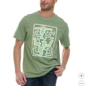 NEW Keith Haring Mens S Graphic T-Shirt Green Cotton